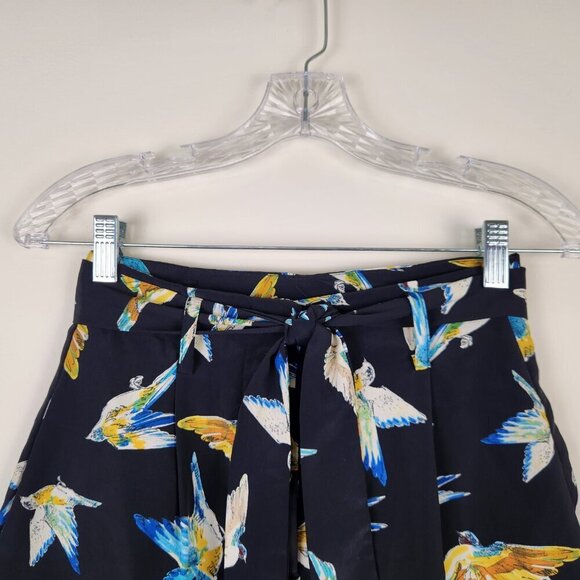 Zara Size XS Bird Print High Waisted Belted Shorts with Pockets - Picture 2 of 6